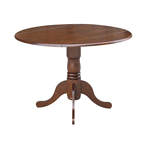 International Concepts Round Dual Drop Leaf Pedestal Table, Espresso, 42"