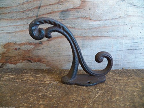 Coat Hat Hooks Cast Iron Lot Set of 6 Double Hook 3.5 Inch Antique Vintage Style