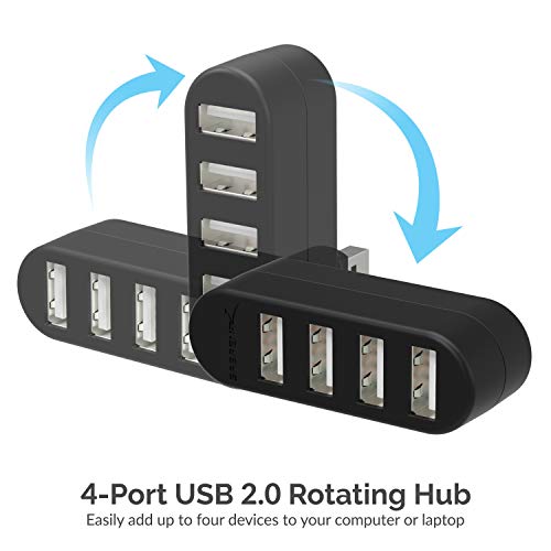 SABRENT 4 Port USB 2.0 Hub [90°/180° Degree Rotatable] (HB-UMN4)