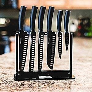 Cuisinart C77NS-7P Classic Nonstick Edge Collection 7-Piece Cutlery Knife Set with Acrylic Stand, Black