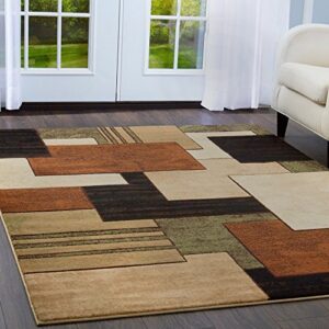 Home Dynamix Tribeca Mason Area Rug 5'2"x7'2", Abstract Brown/Green