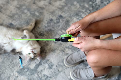 Our Pets Go Fish Cat Fishing Pole Toy with Catnip Fish Teaser and Rod Interactive Cat Wand Toys for Indoor Cats