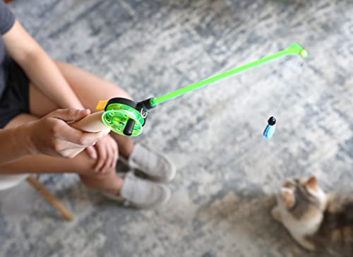 Our Pets Go Fish Cat Fishing Pole Toy with Catnip Fish Teaser and Rod Interactive Cat Wand Toys for Indoor Cats