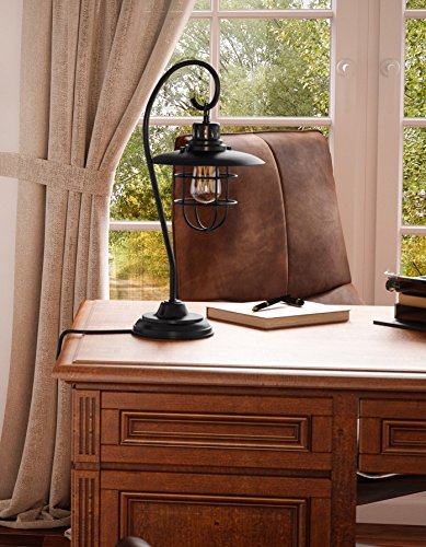 Lite Source LS-21456D/BRZ Lanterna Ii Table Lamp, 10" x 9" x 23"