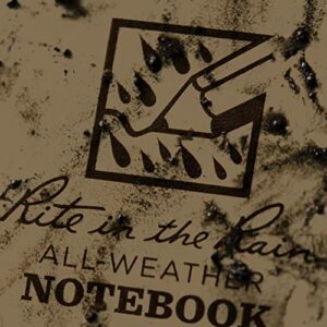 Rite in the Rain Weatherproof Top-Spiral Notebook, 3" x 5", Tan Cover, Universal Pattern (No. 935T)