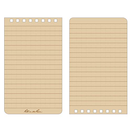 Rite in the Rain Weatherproof Top-Spiral Notebook, 3" x 5", Tan Cover, Universal Pattern (No. 935T)