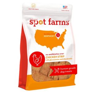 spot farms all natural human grade dog treats, chicken strips with glucosamine and chondroitin, 12.5 ounce