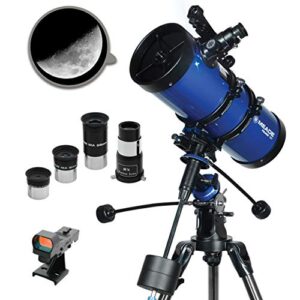 meade instruments – polaris 127mm aperture, portable backyard reflecting astronomy telescope for beginners –stable german equatorial (gem) manual mount – multiple eyepieces & accessories included