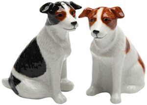 cosmos gifts ceramic jack russell salt and pepper set, 3-3/8-inch