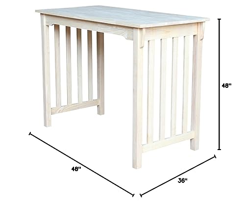 International Concepts Counter Height Mission Table, 24 by 48-Inch, Unfinished