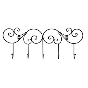 MyGift Scrollwork Black Metal Wall Mounted Decorative Hat and Coat Hook Rack, Hanging Home Decor Storage Hooks