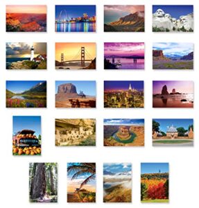 america the beautiful postcard set of 20. post card variety pack depicting united states travel sites and american theme postcards. made in usa.