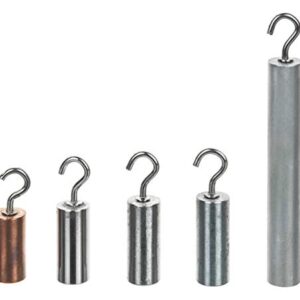 5pc Hooked Metal Cylinders Set - Copper, Tin, Aluminum, Zinc, Stainless Steel - for Density Investigation, Specific Gravity & Specific Heat Experiments - Eisco Labs