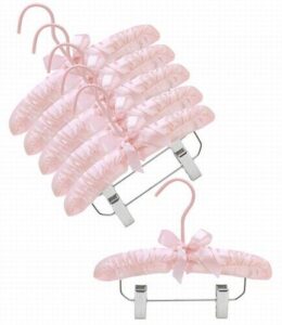 only hangers 10" pink baby satin padded hangers with clips- pack of (6)