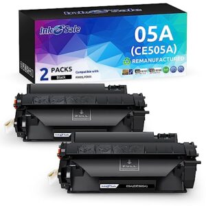 ink e-sale replacement for hp ce505a 05a toner cartridge for use with hp laserjet p2035 p2035n p2050 p2055 p2055d p2055dn p2055x series printer, 2 pack black