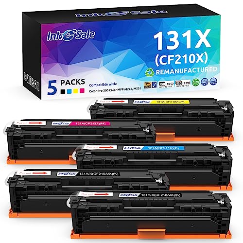 INK E-SALE 5PK Remanufactured Toner Cartridge Replacement for HP 131A 131X CF210A CF210X CF211A CF212A CF213A Toner High Yield Set for HP LaserJet Pro 200 M251n M251nw M251 MFP M276nw M276n Printer