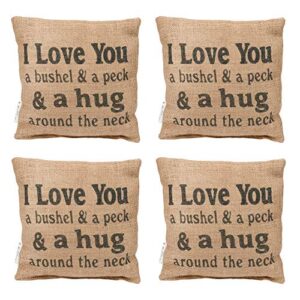country house collection 8" x 8" mini burlap pillow bushel and a peck