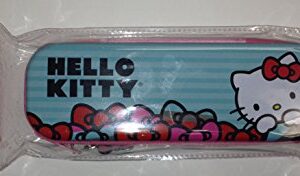 Hello Kitty Pen & Pencil Case ~ Kitty on Blue with Pretty Bow (with Pink Bow Key Chain)