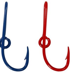 Eagle Claw Hat Fish Hook Set of Two Hat Hooks One Red Hat Hook and One Blue Hat Hook