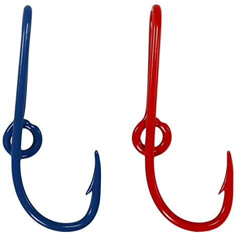 Eagle Claw Hat Fish Hook Set of Two Hat Hooks One Red Hat Hook and One Blue Hat Hook