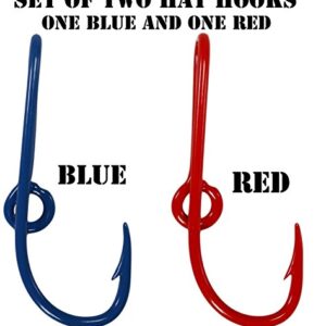 Eagle Claw Hat Fish Hook Set of Two Hat Hooks One Red Hat Hook and One Blue Hat Hook