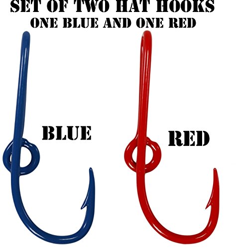 Eagle Claw Hat Fish Hook Set of Two Hat Hooks One Red Hat Hook and One Blue Hat Hook
