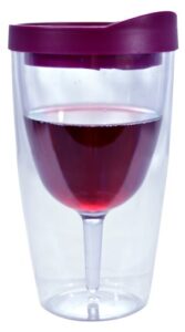 wine tumbler - 10oz insulated vino double wall acrylic with merlot red drink through lid - wine 2go!