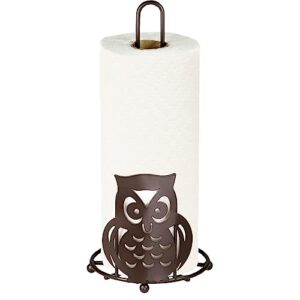 home basics heavy duty steel owl napkin holder dispensing organizer stand, kitchen countertop, free-standing, bronze (1)