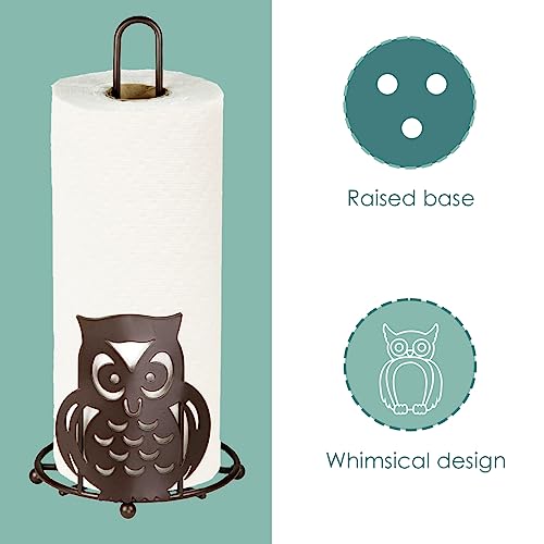 Home Basics Heavy Duty Steel Owl Napkin Holder Dispensing Organizer Stand, Kitchen Countertop, Free-Standing, Bronze (1)