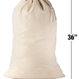 Cotton Laundry Bag, 2 Pack - 24" x 36" - Sturdy, 100% Cotton, Locking Drawstring Closure for Easy Carrying, Perfect Laundry Bag for College Students Living in Dorms, and Sorting Laundry at Home.