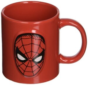 icup marvel spider-man face embossed logo ceramic mug, 20 oz, clear