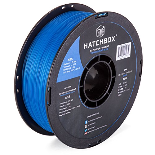 HATCHBOX ABS 3D Printer Filament, Dimensional Accuracy +/- 0.03 mm, 1 kg Spool, 1.75 mm, Transparent Blue