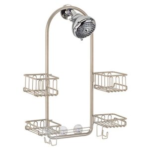 interdesign classico handheld shower head bathroom caddy – storage shelves for tall shampoo and conditioner bottles, satin