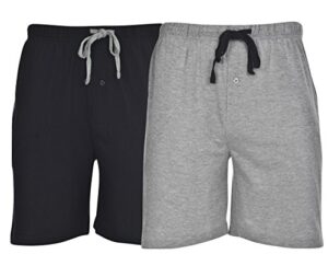 hanes men's 2-pack cotton drawstring knit shorts waistband & pockets, active grey heather/black, medium
