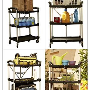 Olympia Tools 85-188 Pack-N-Roll Folding Collapsible Service Cart, Black, 50 Lb. Load Capacity per Shelf