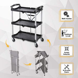 Olympia Tools 85-188 Pack-N-Roll Folding Collapsible Service Cart, Black, 50 Lb. Load Capacity per Shelf