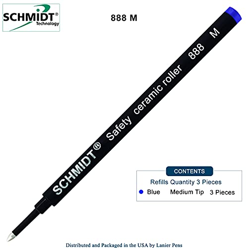 3 Pack - Blue-Schmidt 888 Medium Rollerball Refill