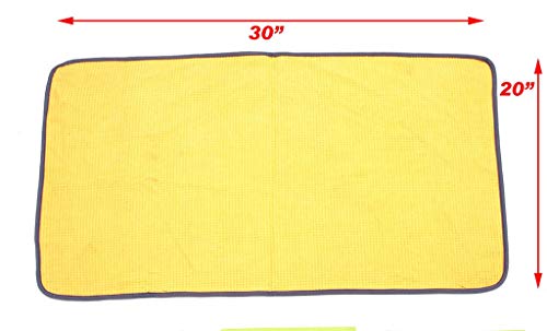 One Pass Hydroglide 14" Waterblade Silicone Y-Bar Squeegee Yellow with XL Micro Fiber Towel
