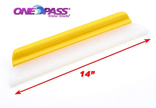 One Pass Hydroglide 14" Waterblade Silicone Y-Bar Squeegee Yellow with XL Micro Fiber Towel