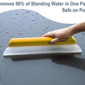 One Pass Hydroglide 14" Waterblade Silicone Y-Bar Squeegee Yellow with XL Micro Fiber Towel