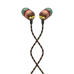house of marley smile jamaica: wired earphones with microphone, noise isolating design, and sustainable materials (rasta)