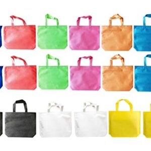 king's deal Gift Bags-18Pack(9 Color X 2) Non-Woven Shopping Tote Bags with Handles Multi Color Cloth Fabric Reusable Totes Bulk, Neon Party Favor Bags for Kids Birthdays Parties, Goodies, Treats