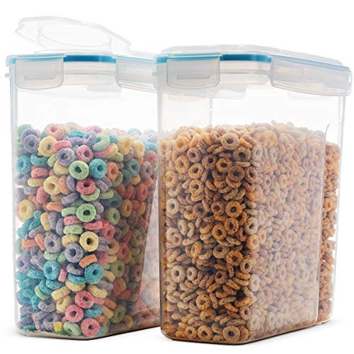 Komax Biokips Cereal Containers Storage Set of 2 – Airtight Food Storage Containers – Cereal Dispenser for All Dry Foods – BPA-Free Cereal Container Set for Pantry Organization and Storage (135 oz)