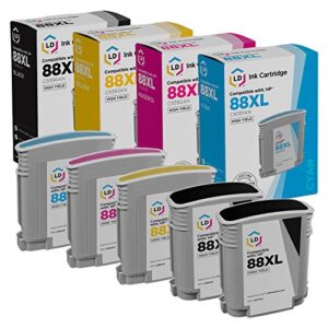 ld products remanufactured ink cartridge replacement for hp 88xl high yield (2 black, 1 cyan, 1 magenta, 1 yellow, 5-pack)