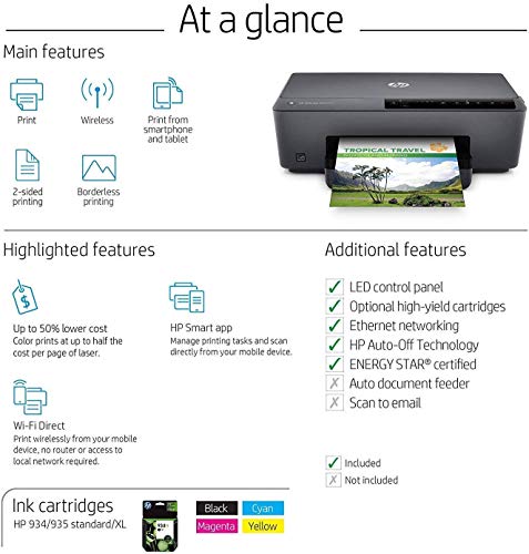 HP OfficeJet Pro 6230 Wireless Color Printer, Works with Alexa (E3E03A)