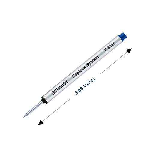 4 Pack - Schmidt P8126 Short Version at 3.88" Capless Rollerball Refill - Blue