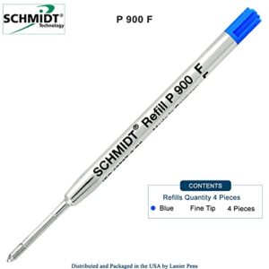 4 Pack - Blue P900 Fine Tip Schmidt Parker Style Ballpoint Refills