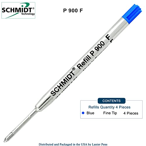 4 Pack - Blue P900 Fine Tip Schmidt Parker Style Ballpoint Refills