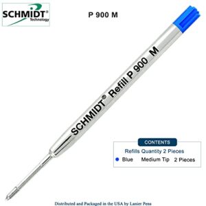 SCHMIDT 2 Pack - Ink Refill Blue Medium P900 Parker Style Ballpoint Refill