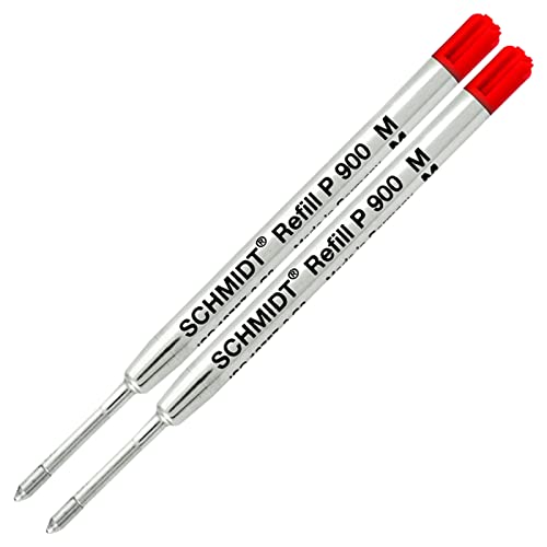 2 Pack - Med-Red Ink P900 Schmidt Parker Style Ballpoint Refill